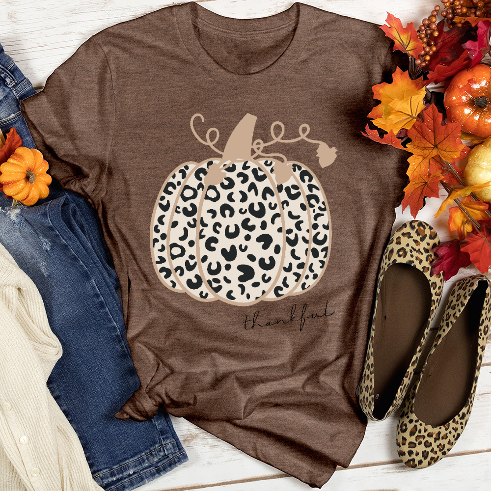 Thankful Leopard Pumpkin Heathered Tee