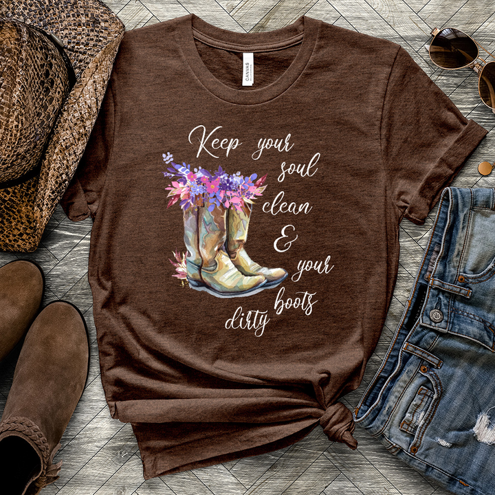 Clean Soul Dirty Boots Heathered Tee