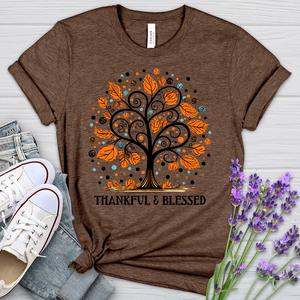 Thankful Halloween Spots Heathered Tee