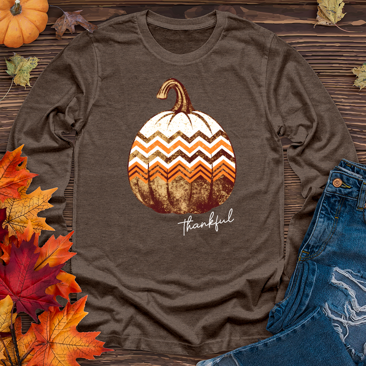 Thankful Retro Cozy Pumpkin Long Sleeve Tee