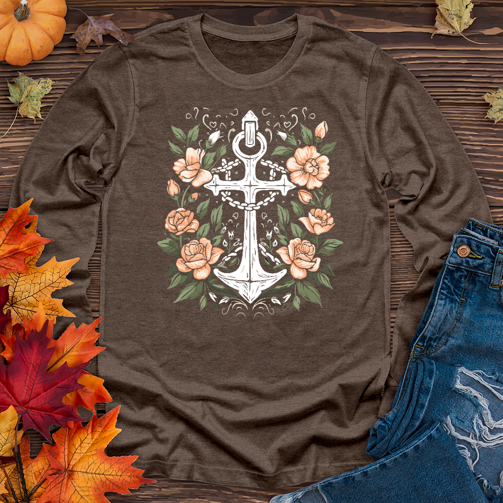 A simple anchor with flower Long Sleeve Tee