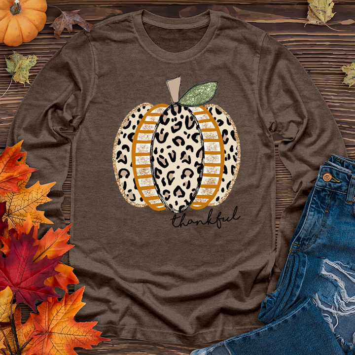 Thankful Leopard Spotted Pumpkin Long Sleeve Tee