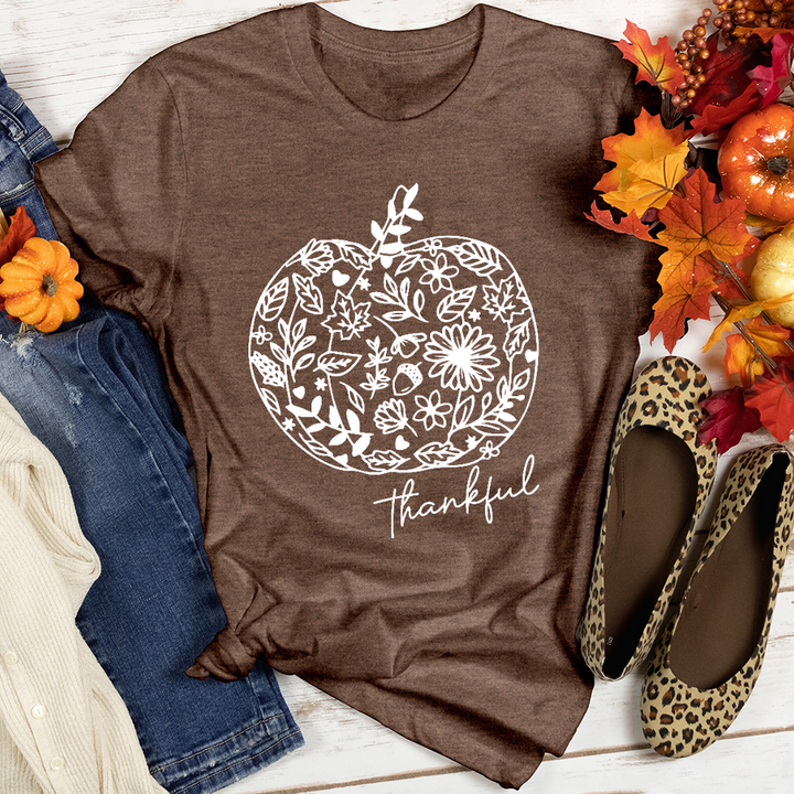 Thankful Flower Pumpkin Heathered Tee