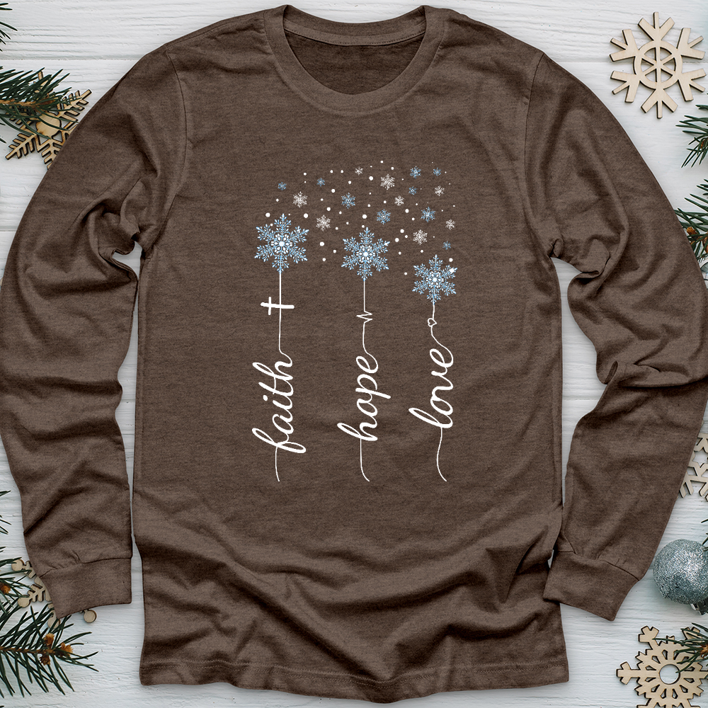 Faith Hope Love Snowflakes Long Sleeve Tee