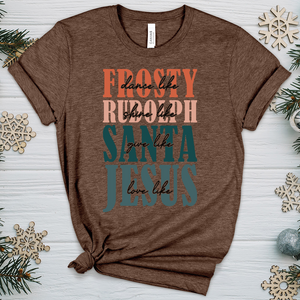 Frosty Rudolph Santa All Jesus Heathered Tee
