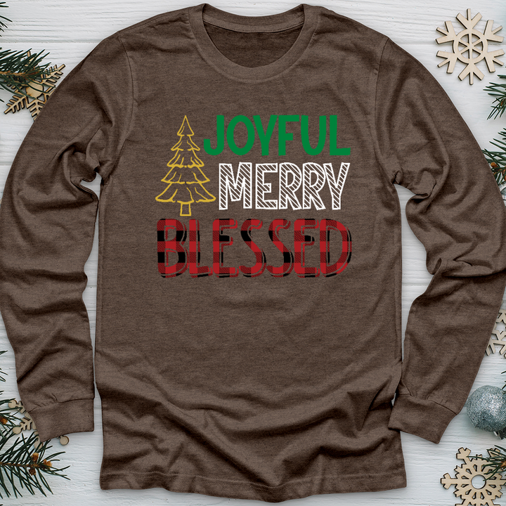 Joyful Merry Blessed Colored Long Sleeve Tee