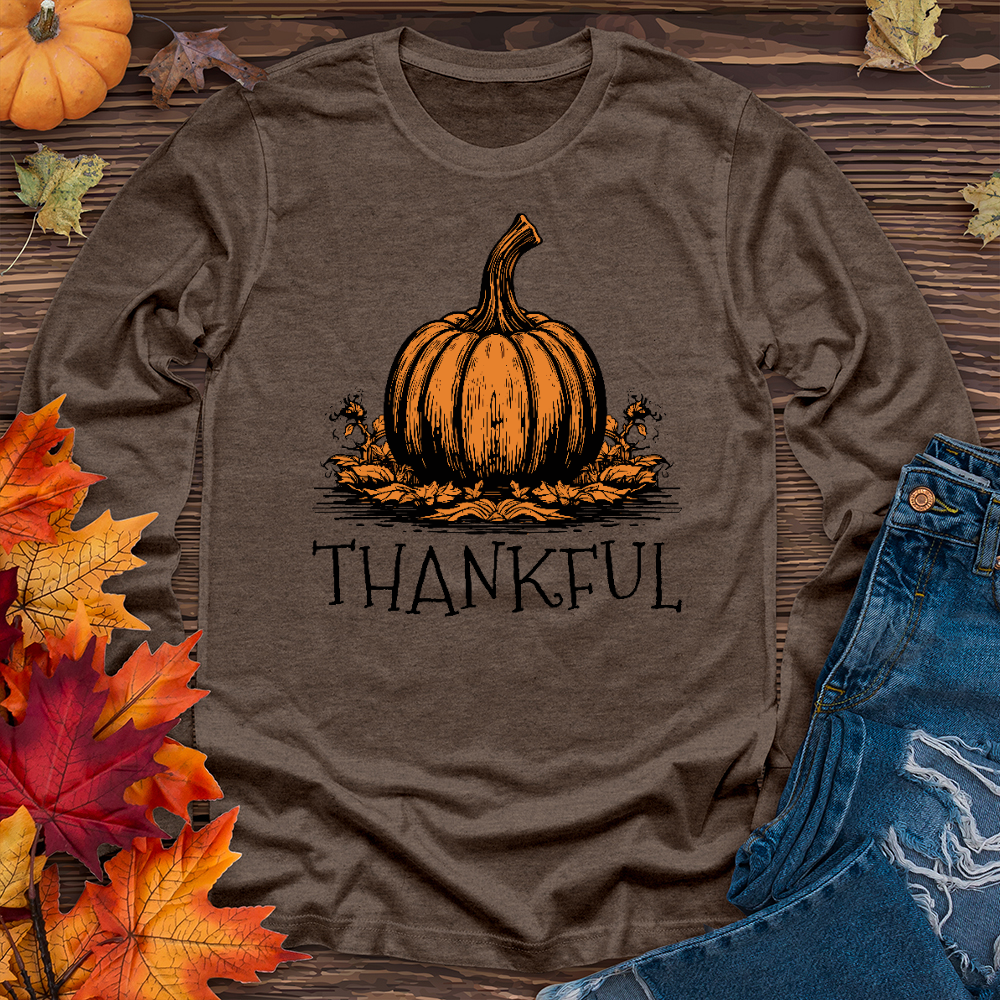 Thankful Orange Pumpkin Long Sleeve Tee