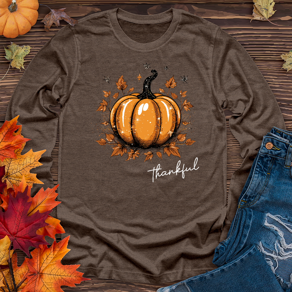 Sparkling Thankful Pumpkin Long Sleeve Tee