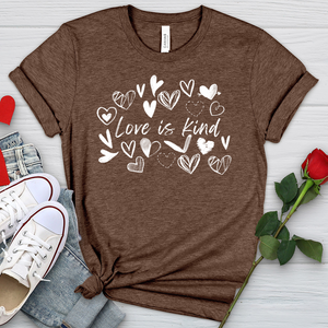 Love Is Kind Scattered Hearts Heathered Tee