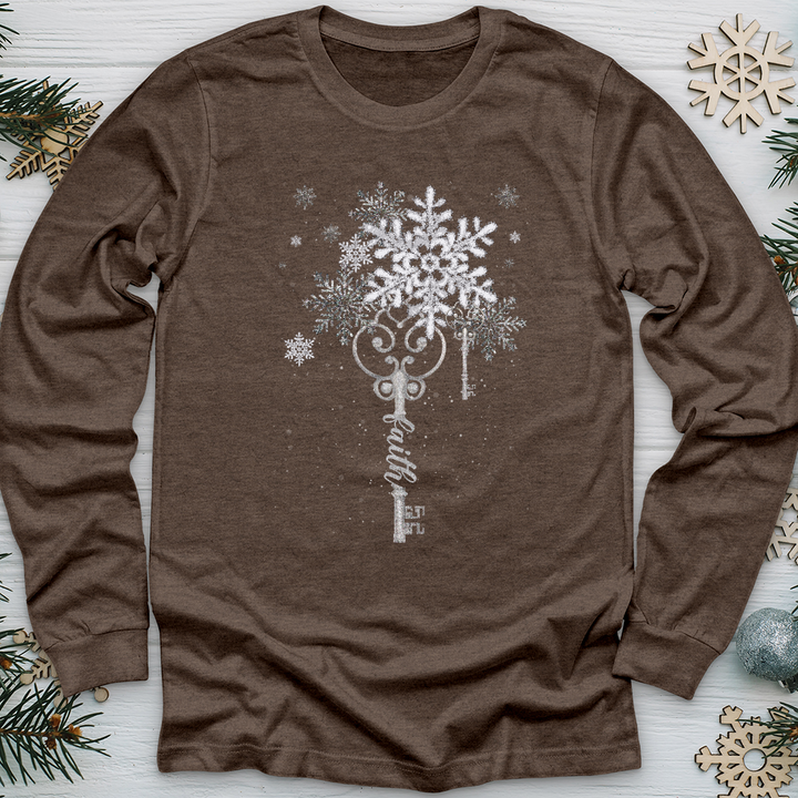 Faith Snowflake Key 2 Long Sleeve Tee