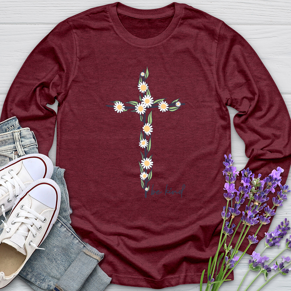 Be Kind Floral Cross Long Sleeve Tee