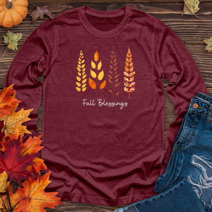 Retro Fall Foliage Icon Trio 01 Long Sleeve Tee