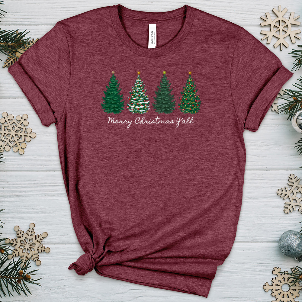 Merry Christmas Y'all Pines Heathered Tee