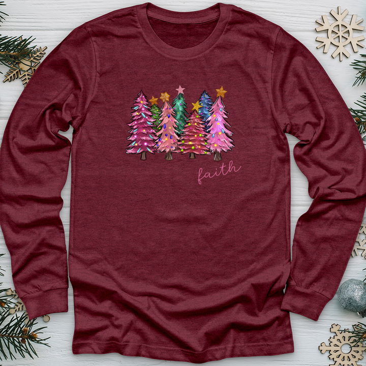 Faith Pink Tree Long Sleeve Tee