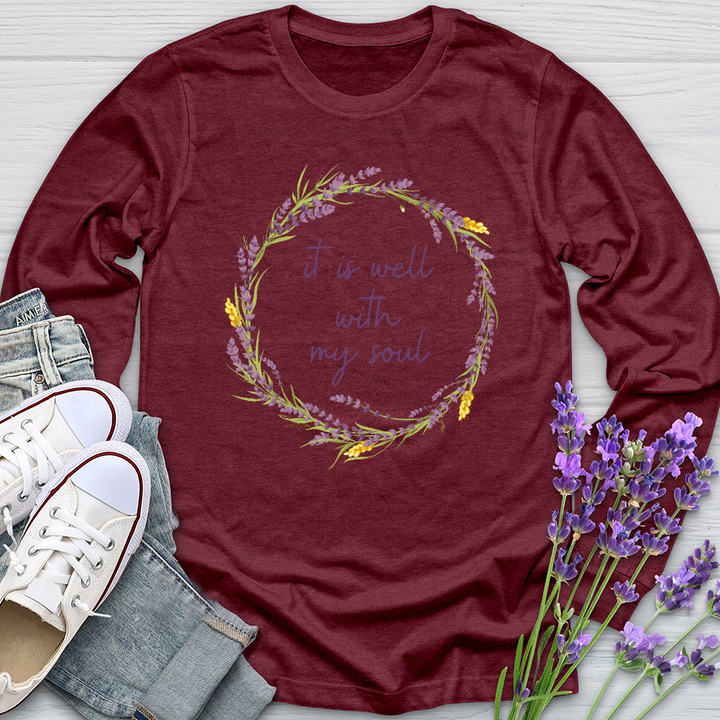 It Is Well Lavender Wreath Long Sleeve Tee