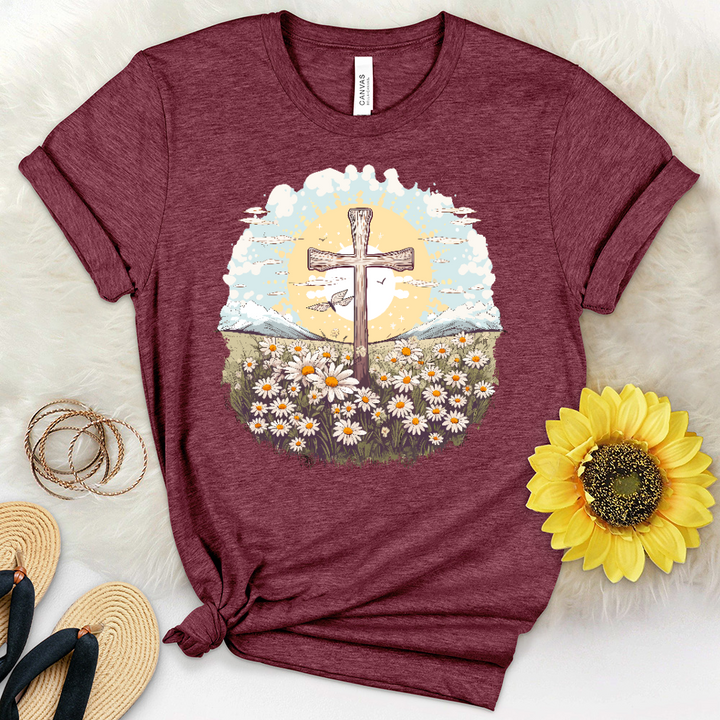 Scenic Daisy Cross Art Heathered Tee