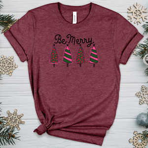 Pink Be Merry Trees Heathered Tee