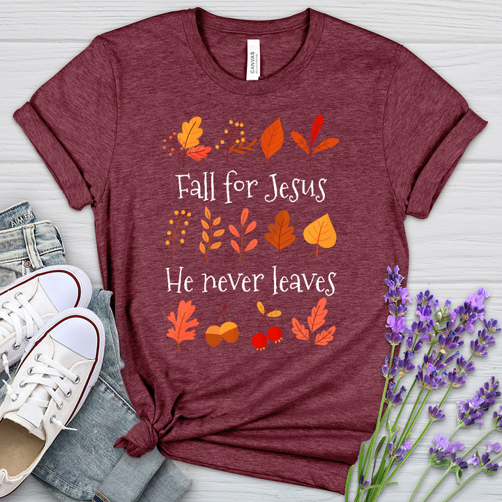 Fall For Jesus Leaf Patterns Heathered Tee