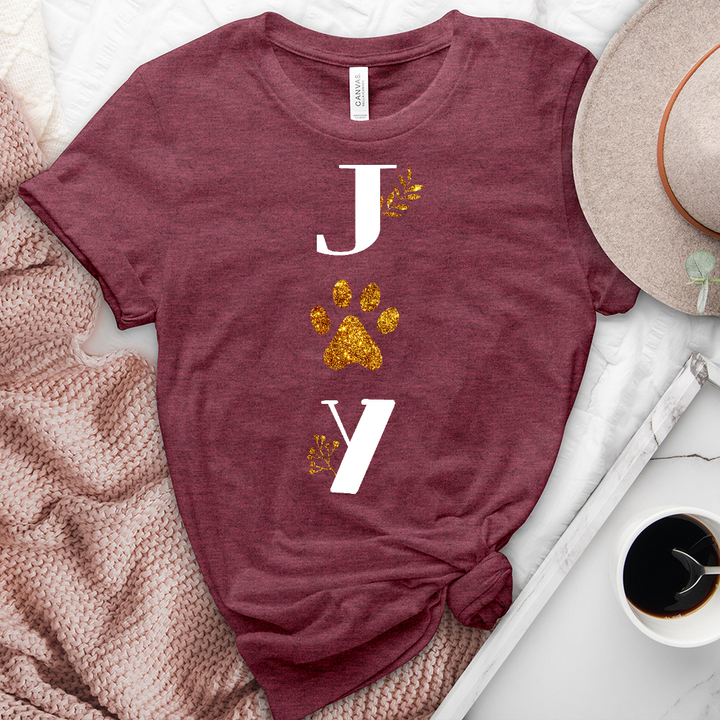 Gold Joy Paw Print Heathered Tee