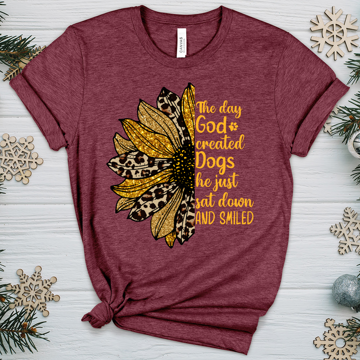 God Created Dogs Sunflower Heathered Tee