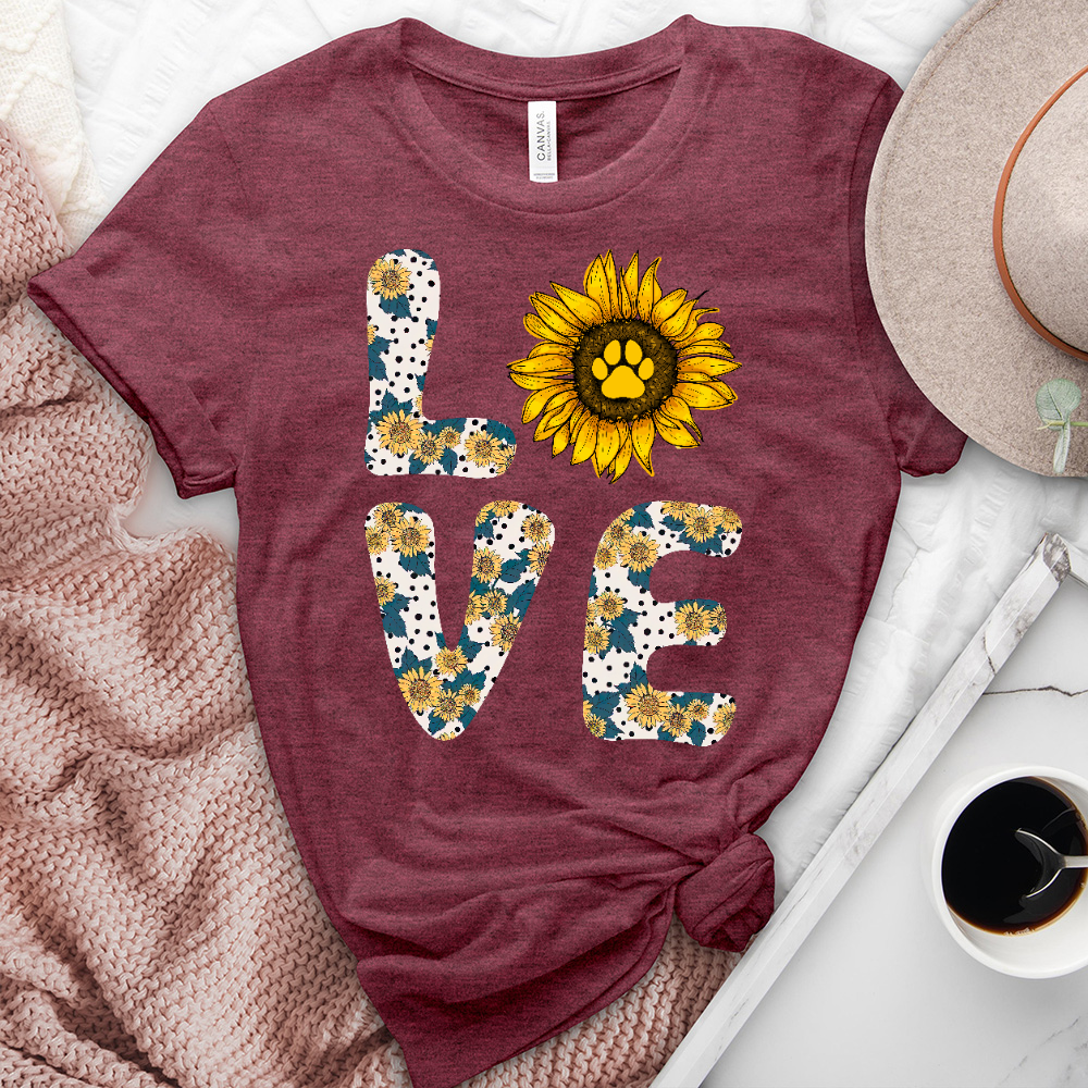 Love Floral Paw Print Heathered Tee