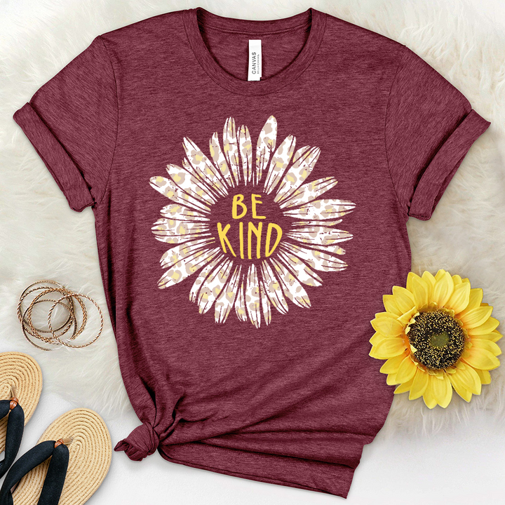 Be Kind Leopard Daisy Heathered Tee