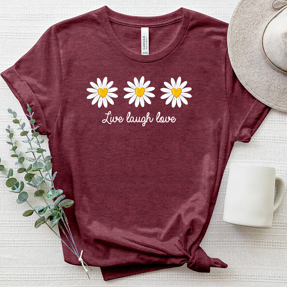 Live Laugh Love Daisy Heathered Tee