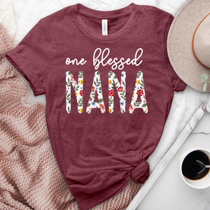 One Blessed Nana White Heathered Tee