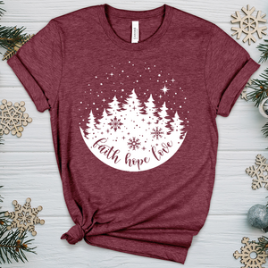 Snowy Faith Hope Love Heathered Tee