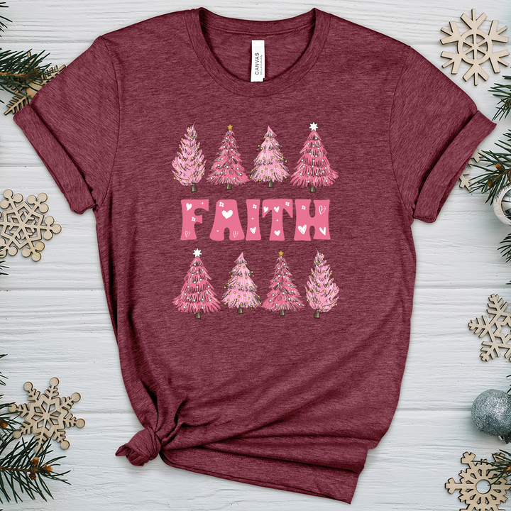 Pink Christmas Tree Heathered Tee