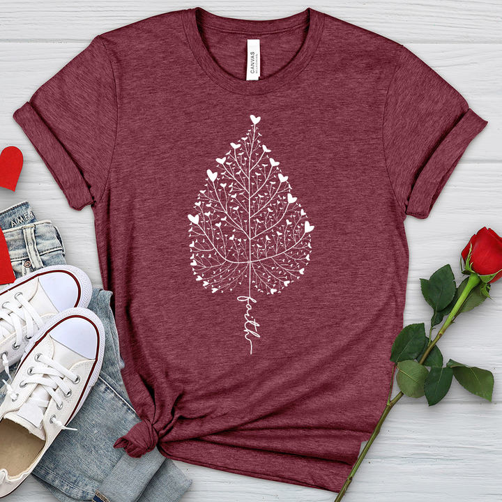 Faith Heart Leaf Heathered Tee