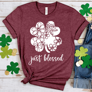 Just Blessed Shamrock Heathered Tee