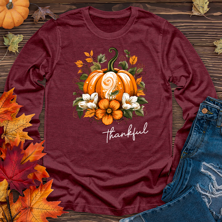 Thankful Foliage Pumpkin Long Sleeve Tee