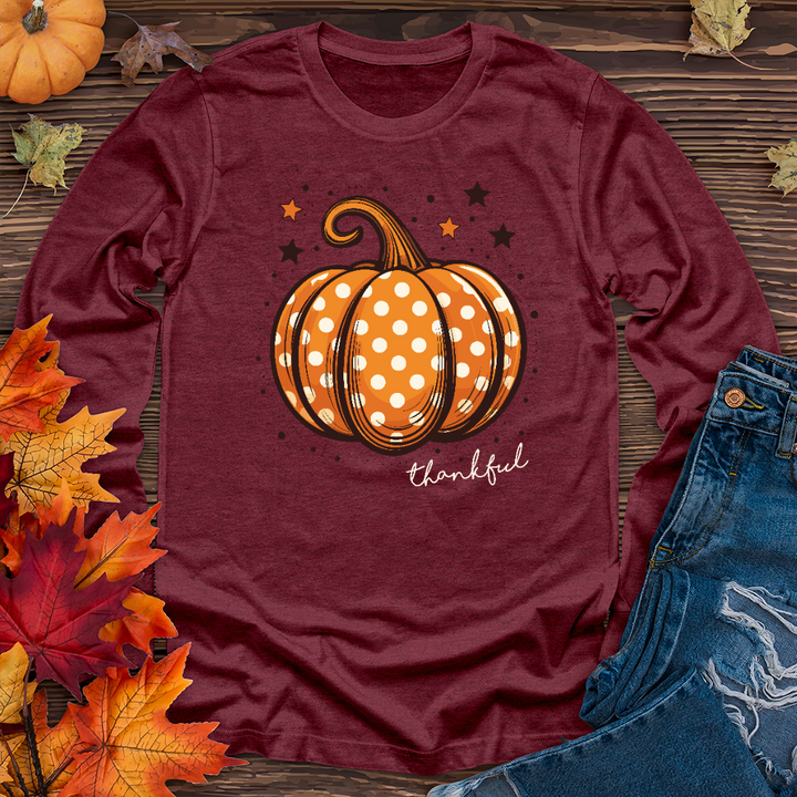 Thankful Dotted Pumpkin Long Sleeve Tee