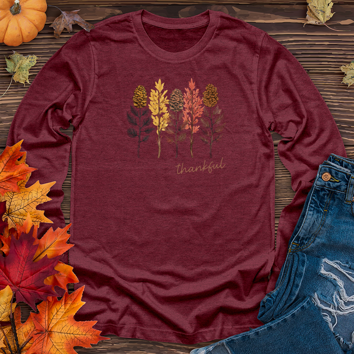 Cozy Autumn Trio Pine Trees Long Sleeve Tee