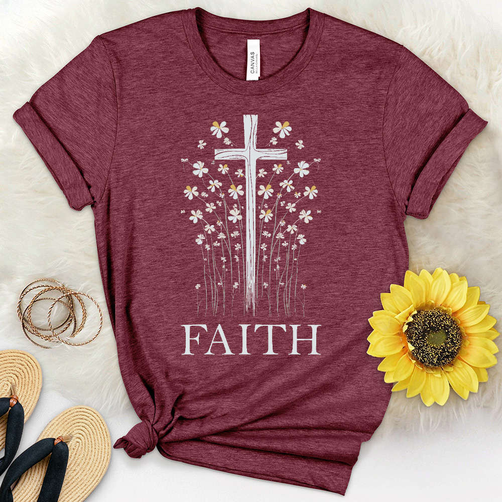 Faith Daisy Cross Heathered Tee