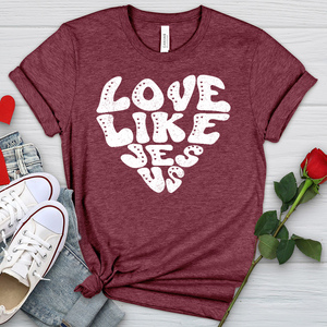 Love Like Jesus White Heathered Tee