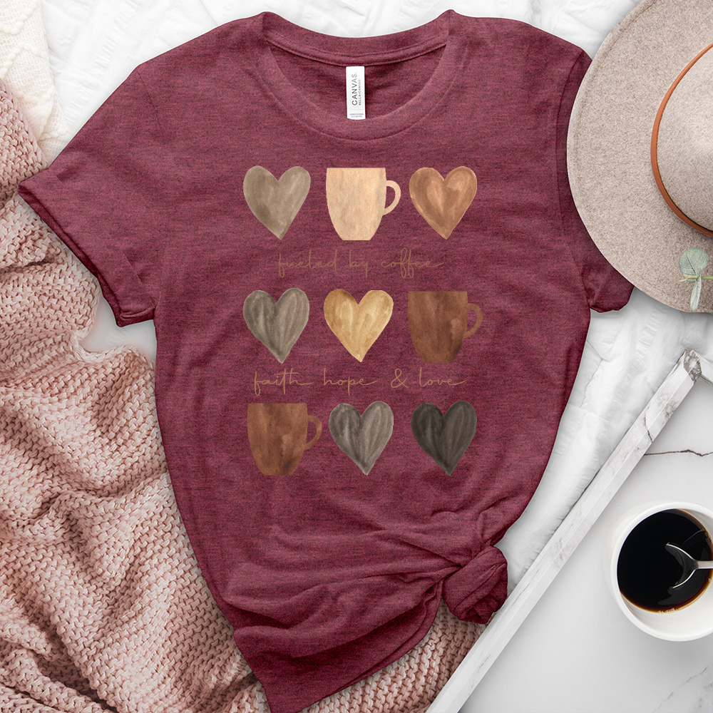 Coffee Faith Hope Love Heathered Tee