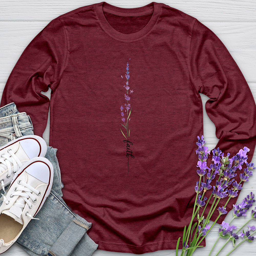 Faith Lavender Flower Long Sleeve Tee