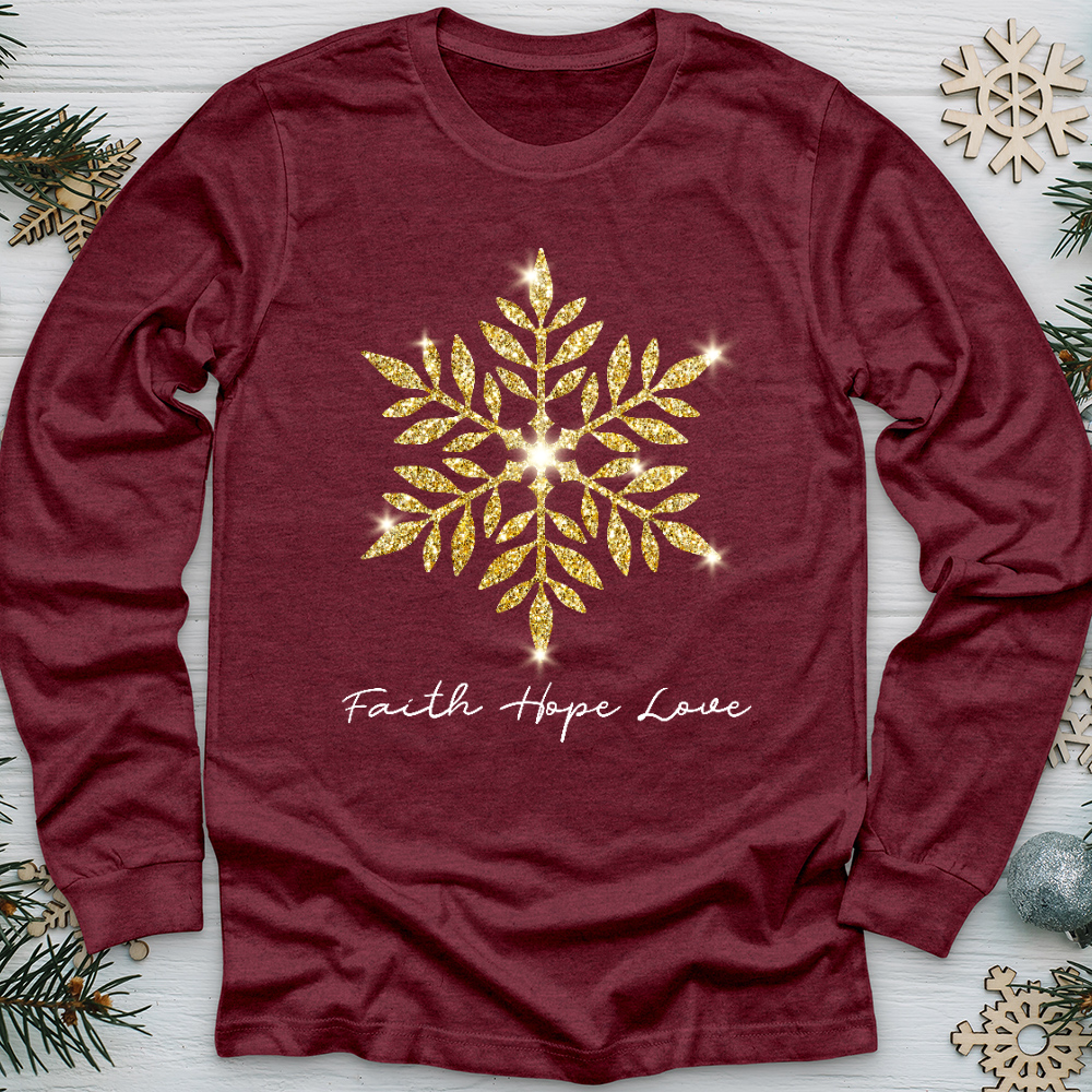 Gold Snowflake Shimmer Long Sleeve Tee