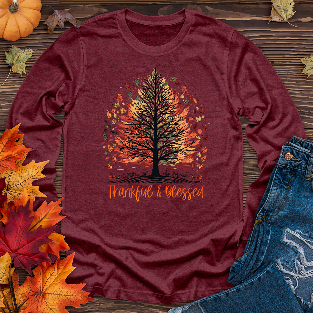 Thankful Blessed Woodland Journey Long Sleeve Tee