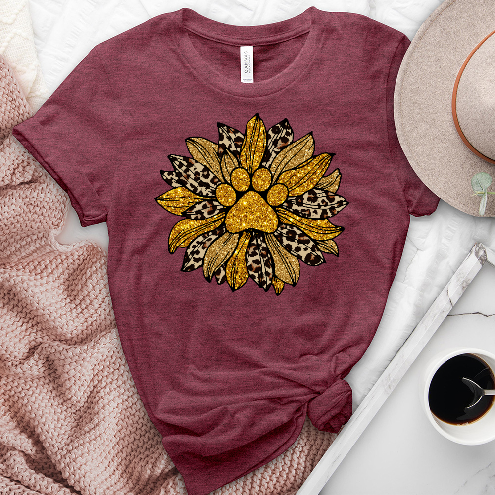 Paw print leopard sunflower heathered tee