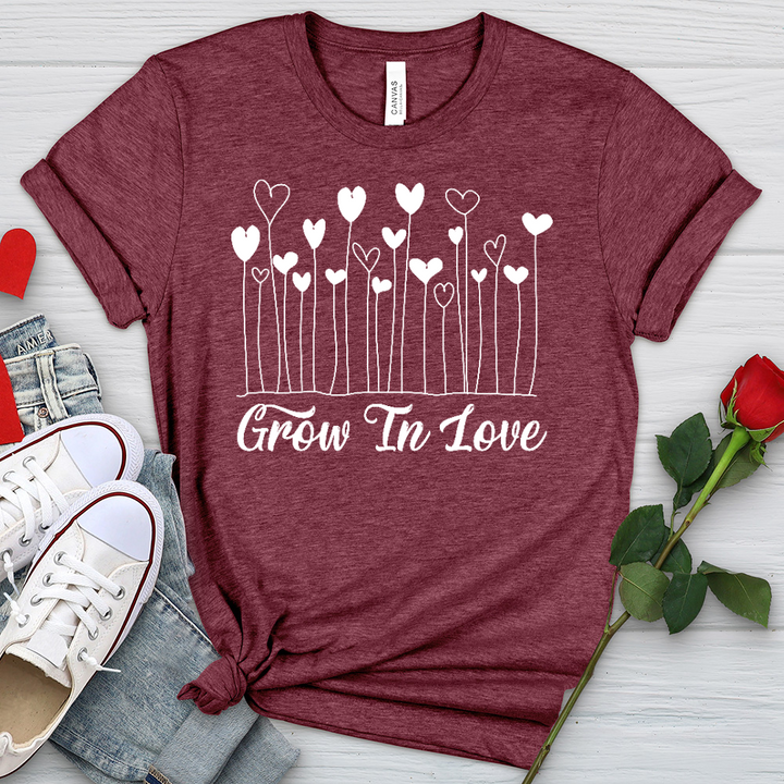 Grow In Love Flower Hearts Heathered Tee