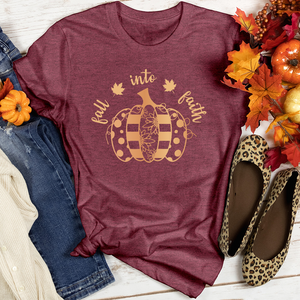 Fall Into Faith Spotted Pumpkin Heathered Tee