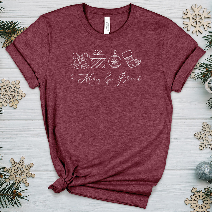 Merry Blessed Stockings Heathered Tee