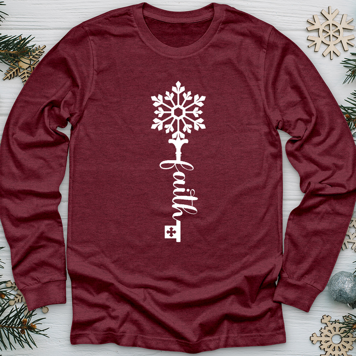 Faith Is The Key Snowflake Long Sleeve Tee