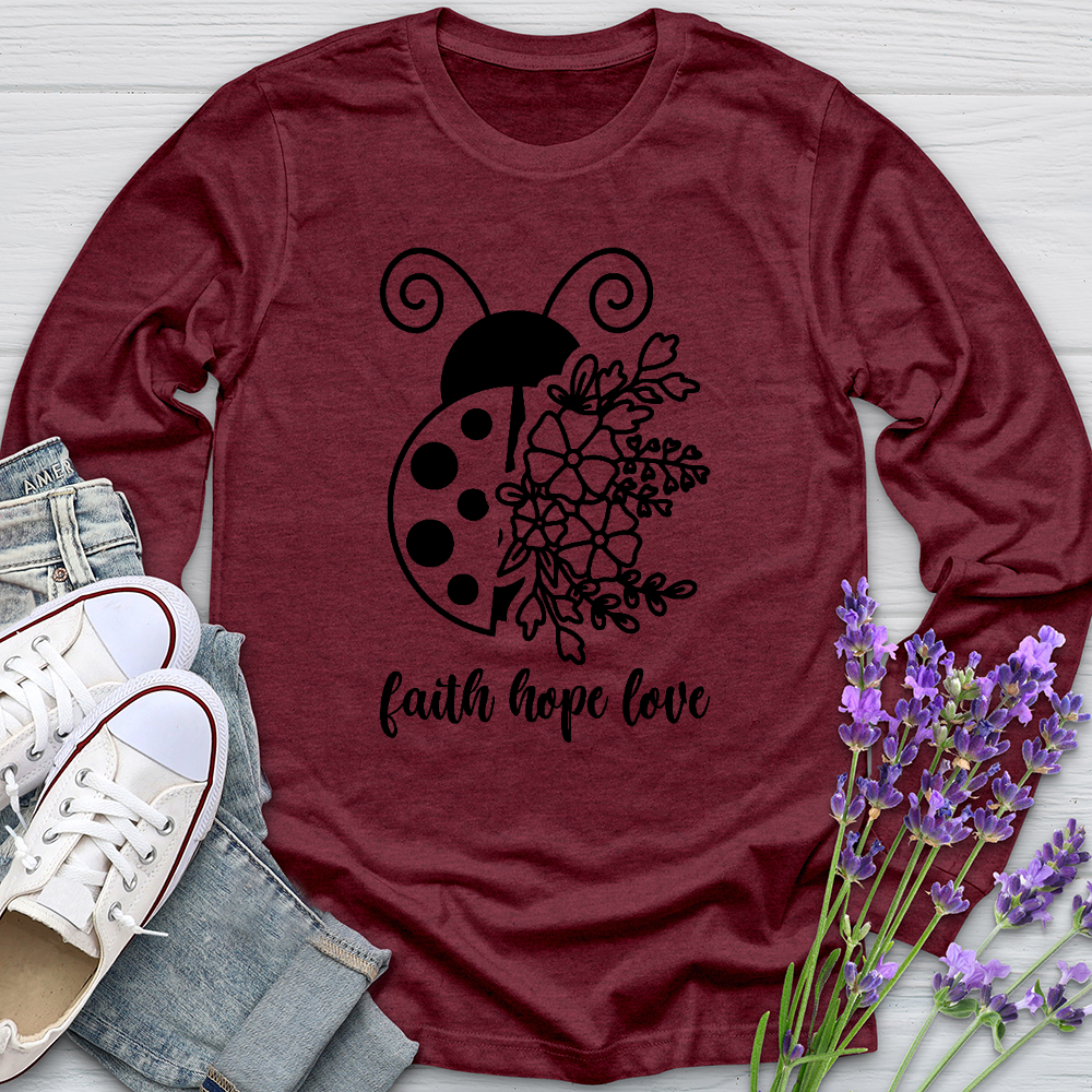 Faith Hope Love Ladybug Long Sleeve Tee