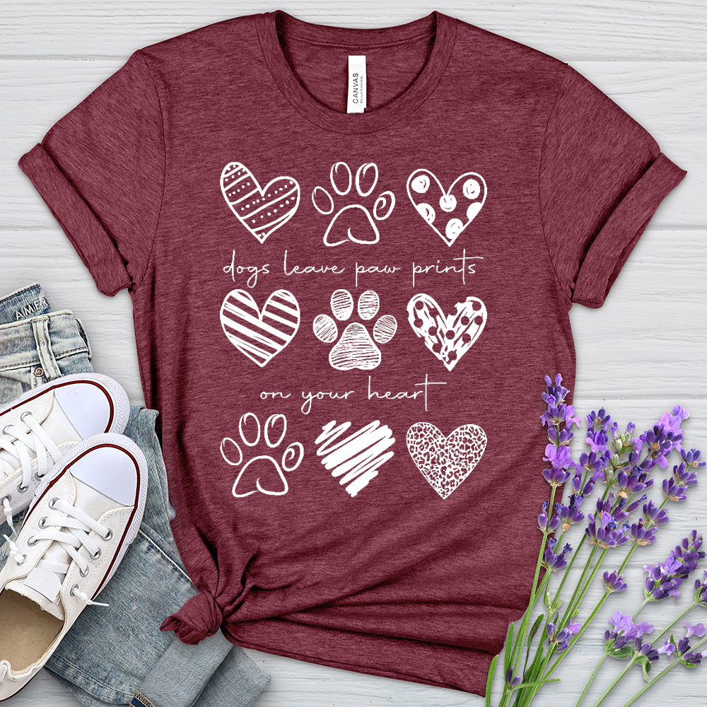 Dogs Leave Paw Prints Heathered Tee
