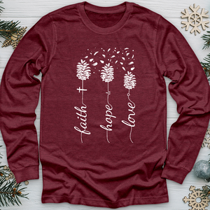 Faith Hope Love Pinecones Long Sleeve Tee