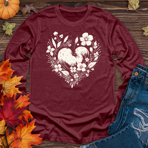 A simple heart with flowers Long Sleeve Tee